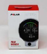 A boxed as new Polar Vantage M GPS Multisport Watch in Black (Size M/L) (Model: 3A) (Box sealed).