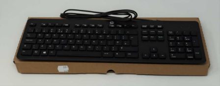 Three boxed as new HP Slim USB Keyboards in Black.