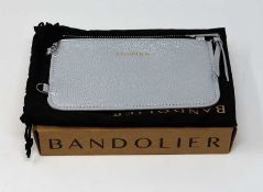 A boxed as new Bandolier Classic Pebble Pouch in Silver (Box opened).
