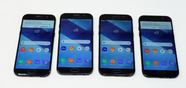 Four pre-owned Samsung Galaxy A5 2017 SM-A520F 32GB in Black (All FRP clear, all with damaged screen