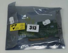An as new Qlogic QLE2562-SUN Dual Port PCI-E 8GB Fibre Channel Host Bus Adapter (Packaging sealed).