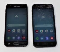 Two pre-owned Samsung Galaxy J3 2017 SM-J330FN 16GB in Black (FRP clear) (Both with damaged screen