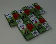 Five as-new Epson 29XL Original Ink Cartridges - 2x Black, 2x Magenta, 1x Cyan. Packaging sealed.