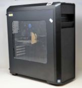 A pre-owned Custom Tower Computer Intel Core i7-9700k CPU @ 3.60 GHZ, 16GB RAM, 125GB SSD, running