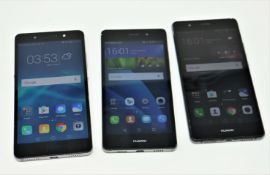 A pre-owned Huawei P9 Lite VNS-L31 in Black (FRP clear. Frame bent), a pre-owned Huawei P8 Lite