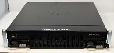 A pre-owned CISCO 4400 Series ISR4451-X/K9 V07 Integrated Services Router (Untested, sold as seen).