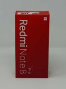A boxed as new Redmi Note 8 Pro M1906G7E 64GB in Ice Emerald (Box opened, requires UK plug