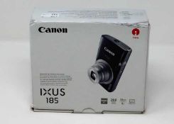A boxed as new Canon IXUS 185 20MP 8x Zoom Compact Digital Camera in Silver (Box opened, some
