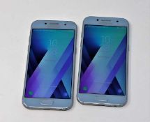 Two pre-owned Samsung Galaxy A3 2017 (SM-A320FL) 16GB in Blue (Both FRP clear. Both with damaged