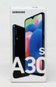 A boxed as new Samsung Galaxy A30s 64GB SM-A307FN in Black (Packaging sealed, some cosmetic damage
