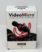 A boxed as-new Rode VideoMicro Compact On-camera Recording Microphone. Box sealed.