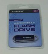 Five as new Integral Courier 32GB USB 2.0 Flash Drives (Packaging sealed).
