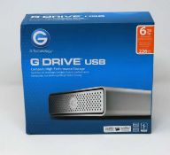 A boxed as-new G-Technology G Drive USB C 6TB External Hard Drive. Box sealed.
