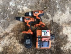 Set AEG battery drills and chargers