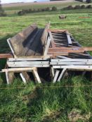 Freestanding wooden feed barrier and troughs.  Fixings in the office.
