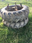 Pair of dual wheels on 16.9-34 tyres