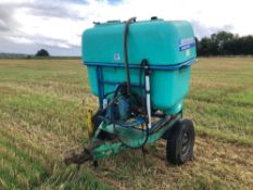 Farm made water bowser with Berthoud tank, single axle, ball hitch, 820l