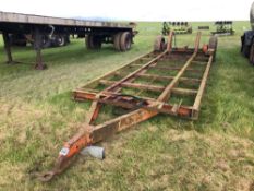 Low loader trailer frame single axle with rear hydraulic wheels