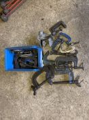 Quantity of clamps, G clamps various sizes. Stored near Gorleston, Norfolk. No VAT on this item.