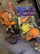 Ratchet straps and jump leads - not tested. Stored near Gorleston, Norfolk. No VAT on this lot.