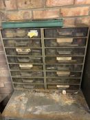 Set of plastic drawers with taps and dies. Stored near Gorleston, Norfolk. No VAT on this lot.