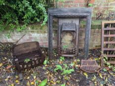 Fire place surround and grates. Stored near Gorleston, Norfolk. No VAT on this lot.