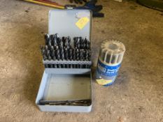 1 box of drill bits and a tube of drill bits. Stored near Gorleston, Norfolk.