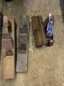 Wooden planers and hand tools. Stored near Gorleston, Norfolk. No VAT on this lot.
