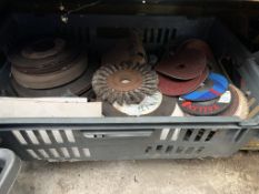 Quantity of grinding discs and abrasive discs. Stored near Gorleston, Norfolk.