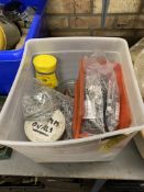 Box of tacks, pins and nails. Stored near Gorleston, Norfolk. No VAT on this lot.