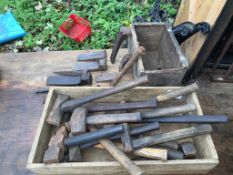 Blacksmith hammers and tools. Stored near Gorleston, Norfolk. No VAT on this lot.
