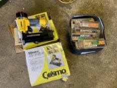Cosmo 50mm Air Nailer and Seales Box Cosmo 50mm Air Nailer, Box of Bostitch 30mm and 35mm nails.