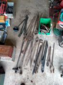 Quantity of Blacksmiths tools, hammers, clamps and ladelQuantity of Blacksmiths tools, hammers,
