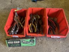 3 x boxes vice grips and plyers. Stored near Gorleston, Norfolk. No VAT on this item.