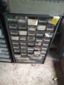 Set of drawers of tap and dies, screws etc - some empty. Stored near Gorleston, Norfolk.