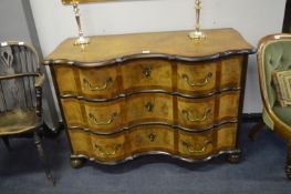 Walnut Serpentine Front Chest with Three Drawers a