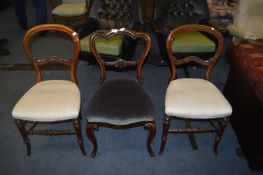 Three Victorian Balloon Back Hall Chairs