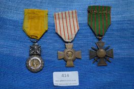 Three WWI French Medals Including Medaille Militai