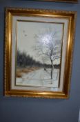 Gilt Framed Oil on Canvas by Neil Spilman - Countr