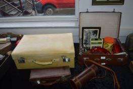 Vintage Suitcases Including Cream Leather Ladies C