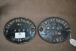 Pair of Railway Truck Repair Plate