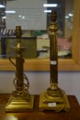 Pair of Brass Corinthian Column Table Lamp Bases