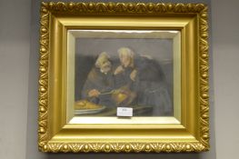 Victorian Ornate Gilt Framed Oil on Canvas - Humor