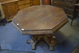 19th Century Oak Octagonal Table on Pedestal Base