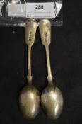 Two Silver Teaspoons - Sheffield 189, ~46g total