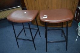Pair of Retro Vinyl Covered Metal Framed Stools