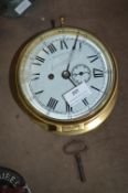 Brass Ships Clock with Key