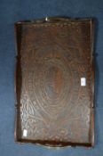 Hand Carved Oak Tray - HMS Vindictive 1918