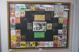 Framed Muhammad Ali Signed Photograph in between Two Fight Admission Tickets with Promotion Details
