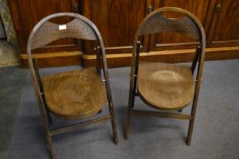 Pair of Folding Bentwood Chair with Alligator Skin Style Detail